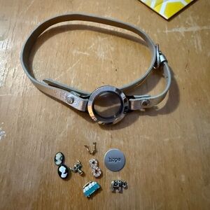 Silver Origami Owl Wrap Bracelet and Charms